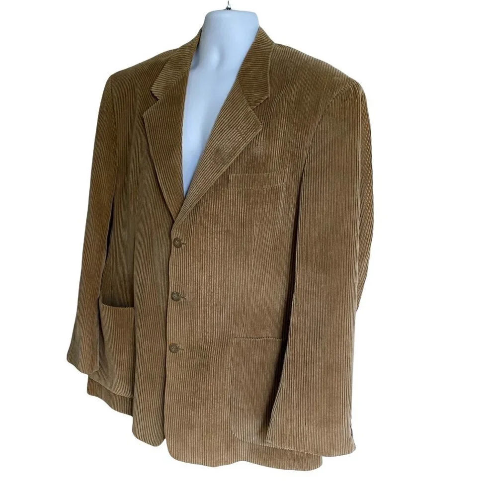 Barrington Brown Cotton Corduroy 3 Button Sport Coat Jacket 44L